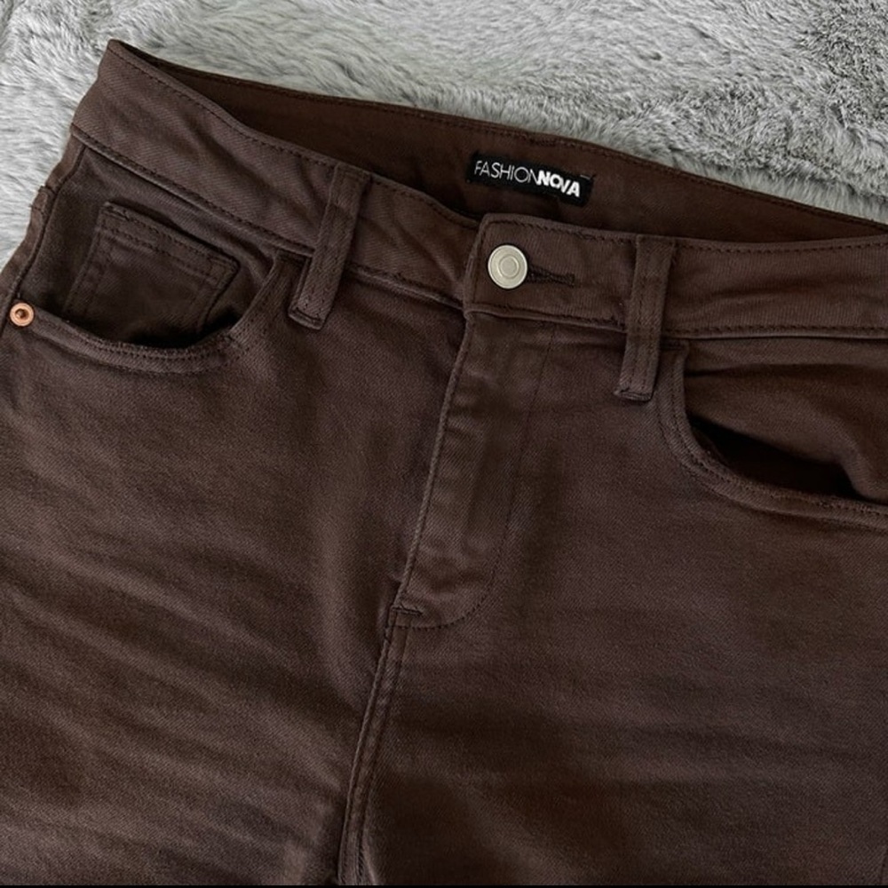 Fashion Nova Brown Distressed Skinny Jeans - Picture 3 of 5